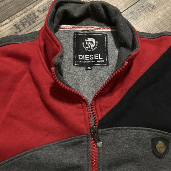 Diesel XL Collar Zip Up Fleece Jacket Sweatshirt Grey Size XL 100% Cotton - Picture 6 of 7
